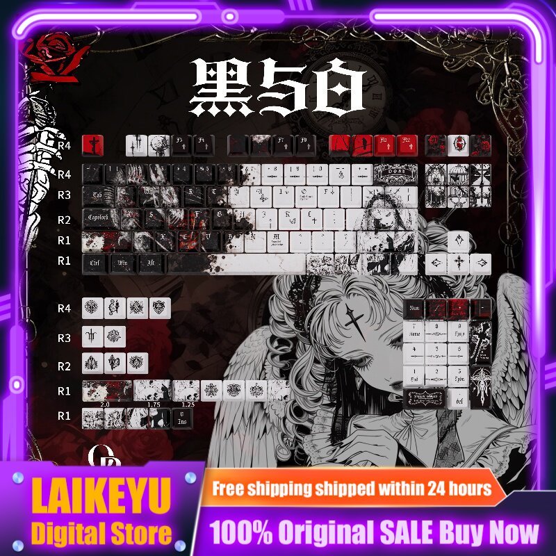 Keyboard Gaming Black - Siyah Beyaz Tema Klavye Tuşları PBT