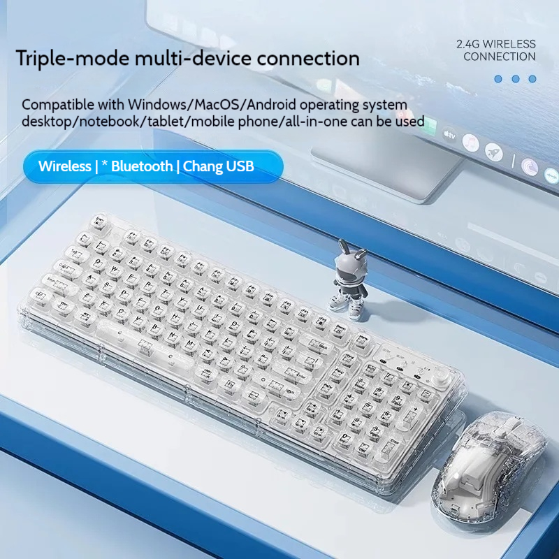 Keyboard Gaming Transparent - Leilin Z99 Buz Şeffaf Kablosuz Bluetooth