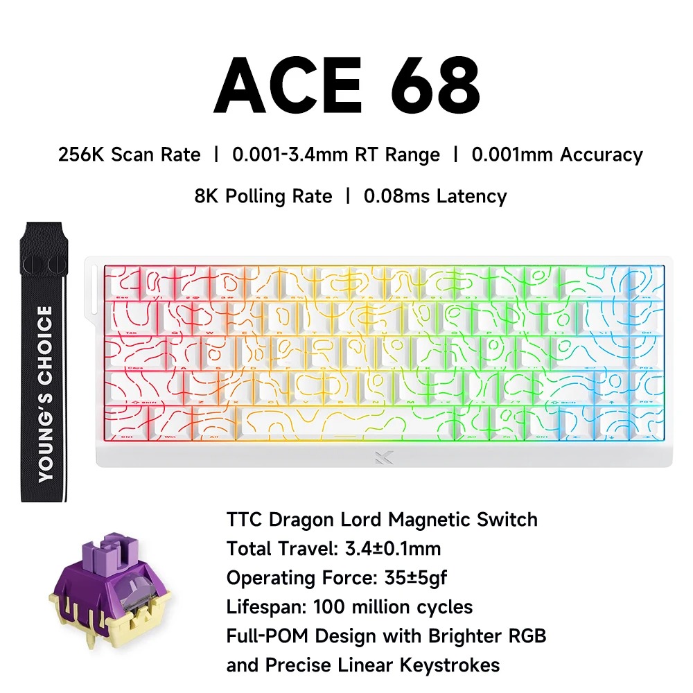 Gaming Keyboard Hall Effect Switches - MCHOSE ACE 68 Manyetik Anahtarlı Oyun
