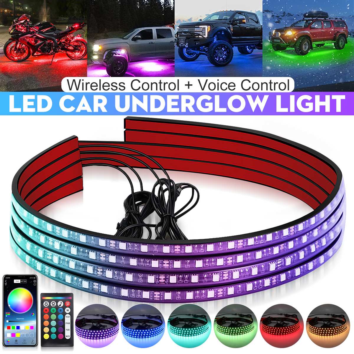 Rgb Underglow Strip - Kablosuz LED Araba Esnek Underglow Şerit
