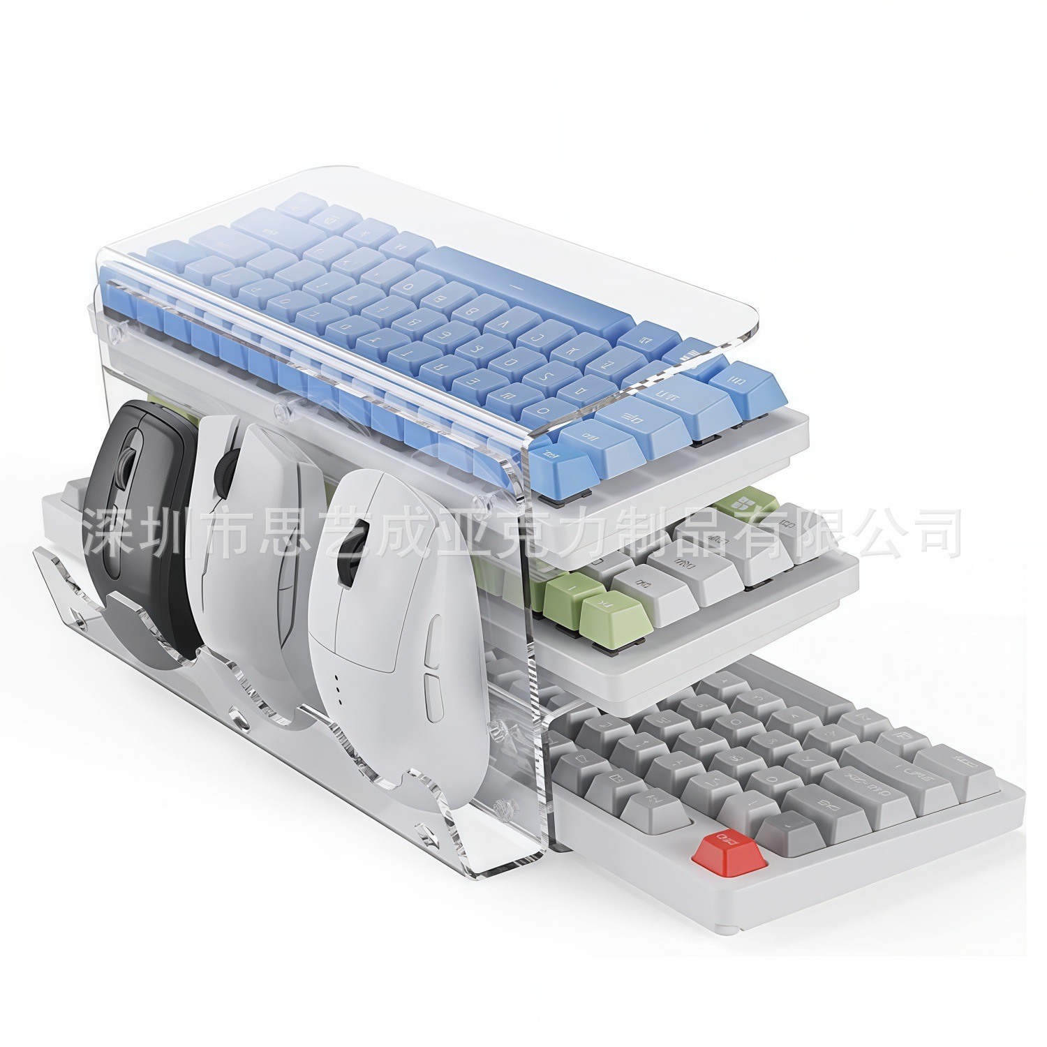Keyboard Gaming Transparent - Yeni 3 Katmanlı Akrilik Klavye Standı,
