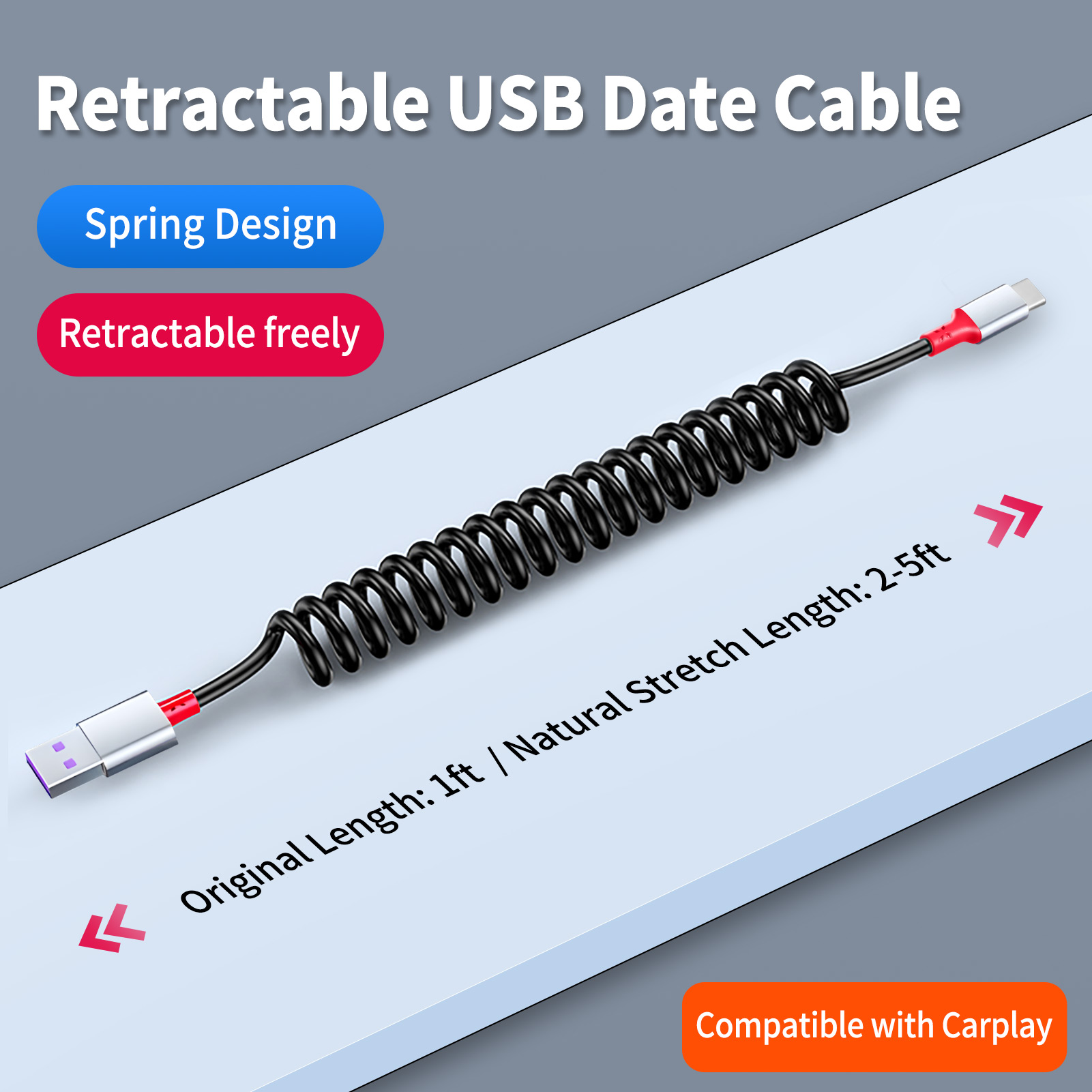 Carplay için 90 Derece USB A'd - Coiled Usb Cable incelemesi ve fiyatı