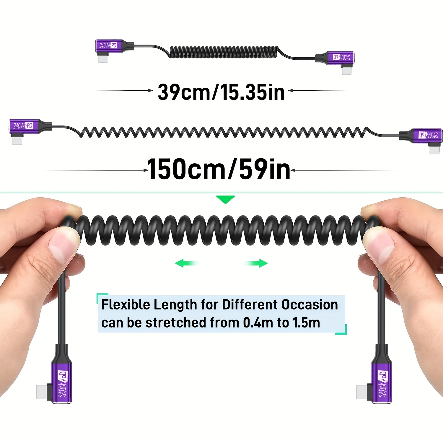 240W PD Sarmal Yaylı Tip-C Kab - Coiled Usb Cable incelemesi ve fiyatı