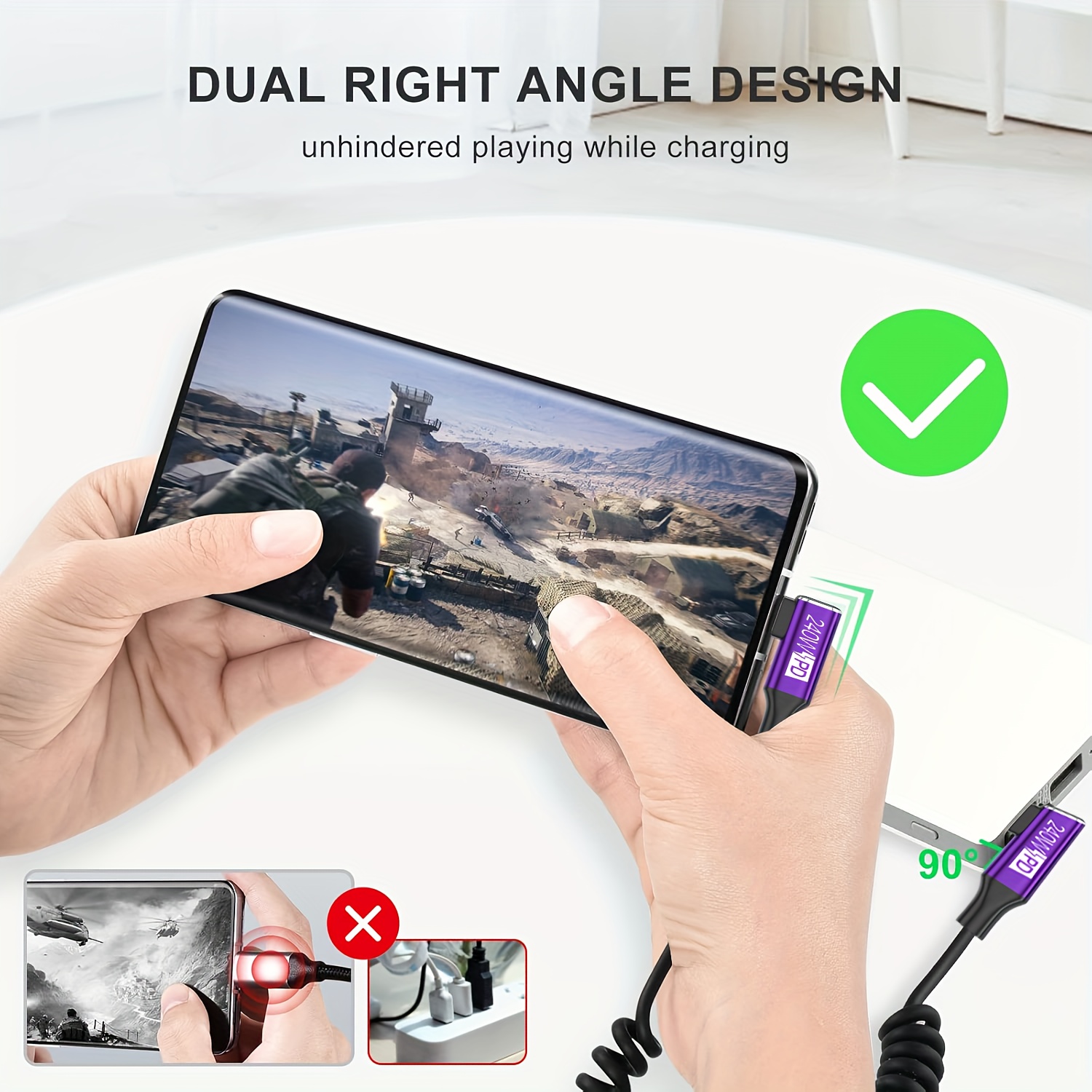 240W PD Sarmal Yaylı Tip-C Kab - Coiled Usb Cable incelemesi ve fiyatı
