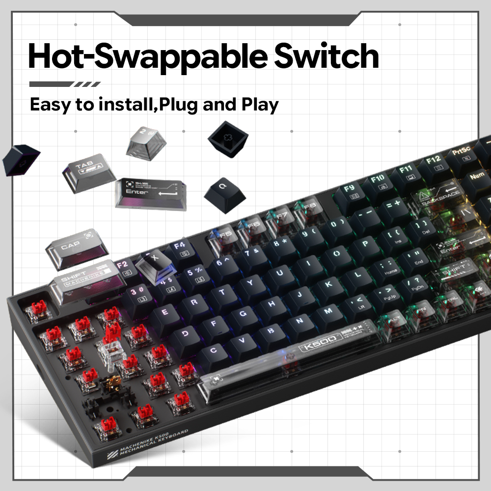 Machenike K500-B94 V2 Kablolu  - Keyboard Gaming Transparent incelemesi ve fiyatı