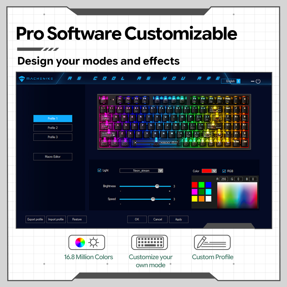 Machenike K500-B94 V2 Kablolu  - Keyboard Gaming Transparent incelemesi ve fiyatı