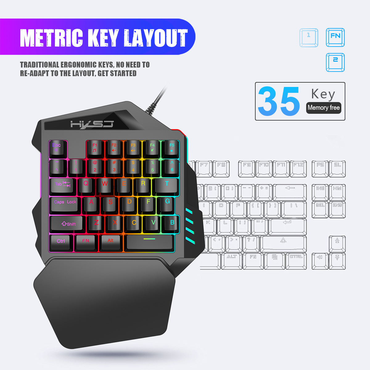 35 tuşlu film renkli tek elle  - Gaming Keyboard Hand incelemesi ve fiyatı