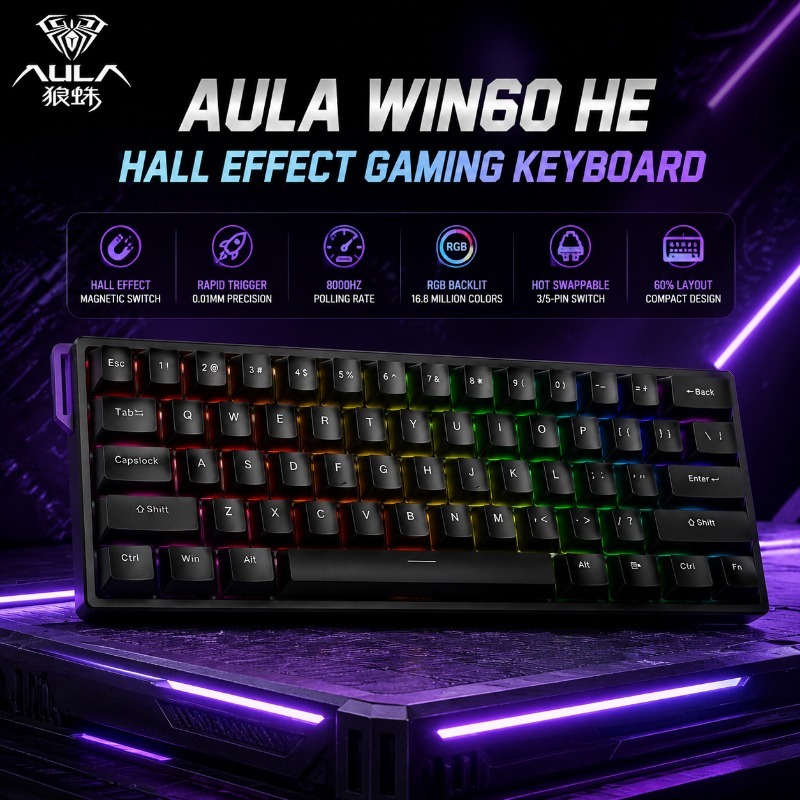 AULA WIN60 HE Oyuncu Klavyesi  - Gaming Keyboard Hall Effect Switches incelemesi ve fiyatı